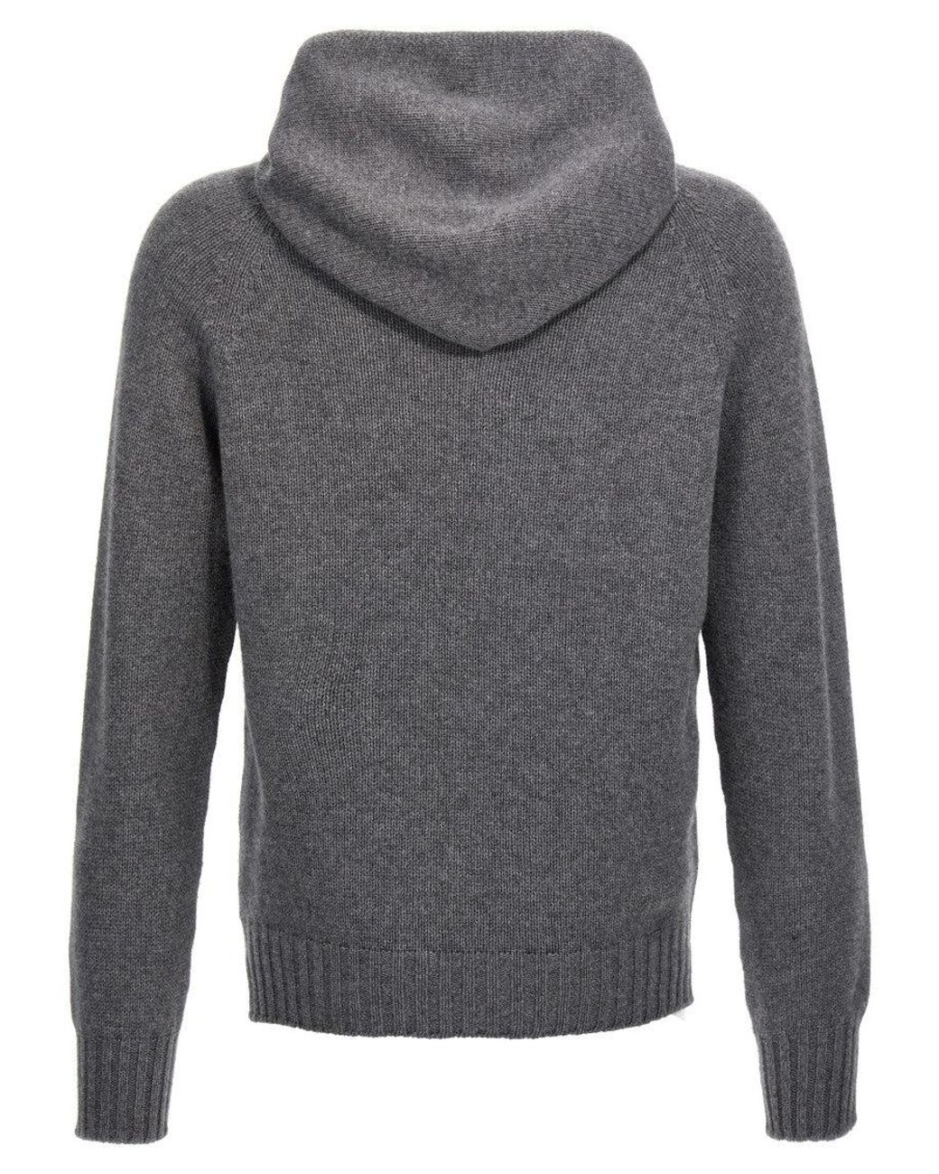 Ma'ry'ya Gray Wool Hooded Sweater for men