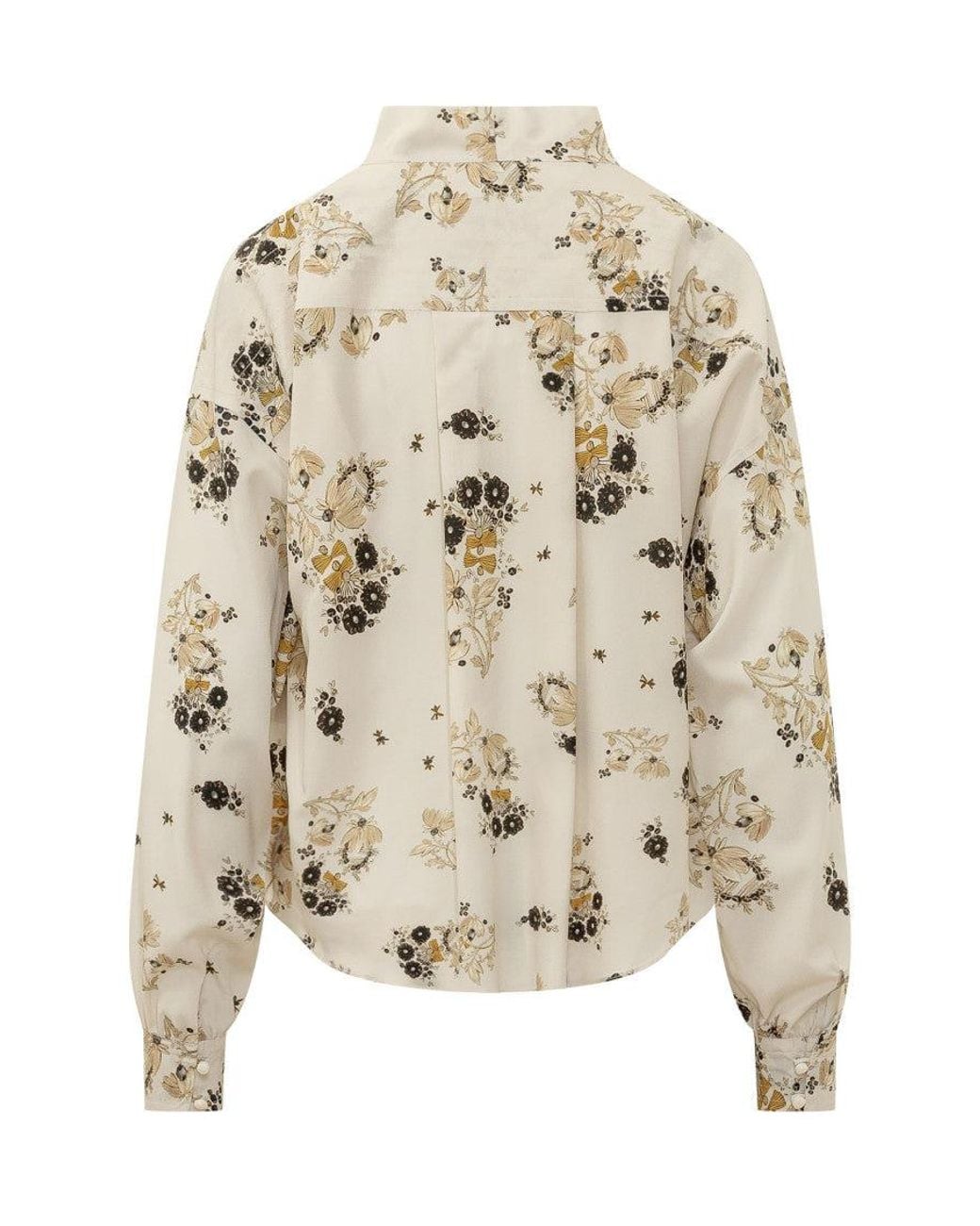 Isabel Marant White Floral Mock Collar Top