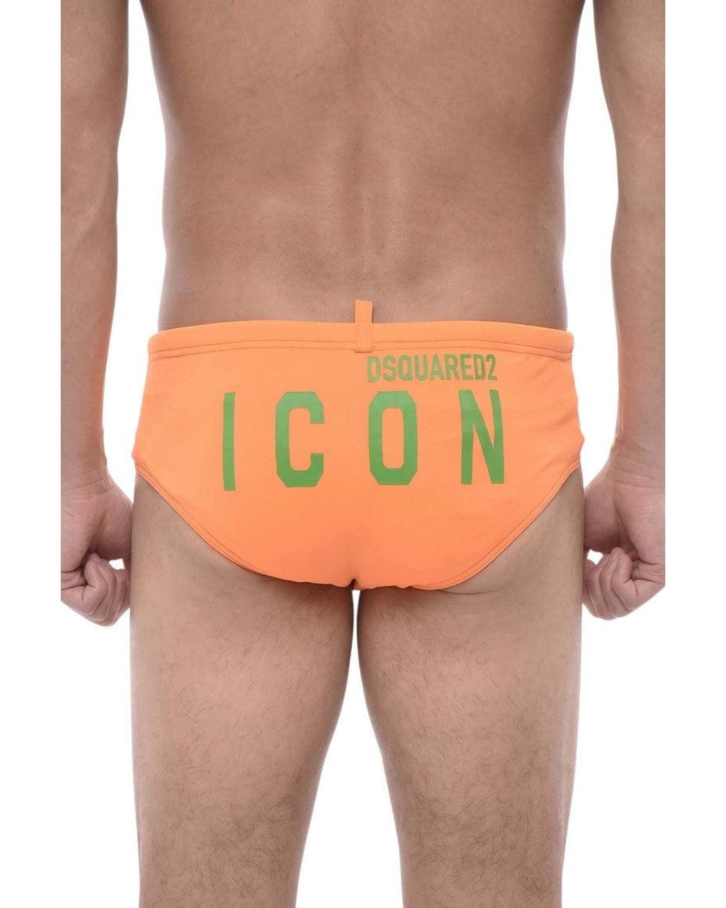 DSquared² Orange Solid Swim Brief for men