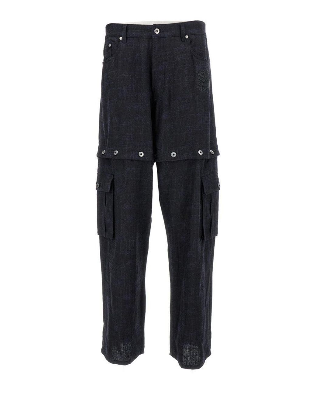 Off-White c/o Virgil Abloh Blue 90S Logo Straight Leg Cargo Pants for men