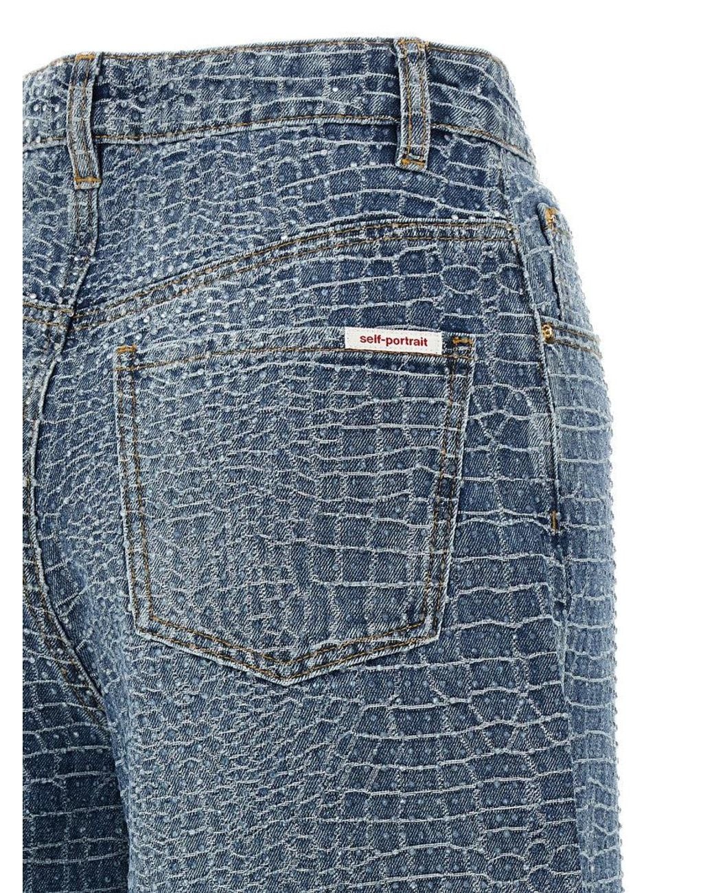 Self-Portrait Blue Straight Mid Rise Jeans