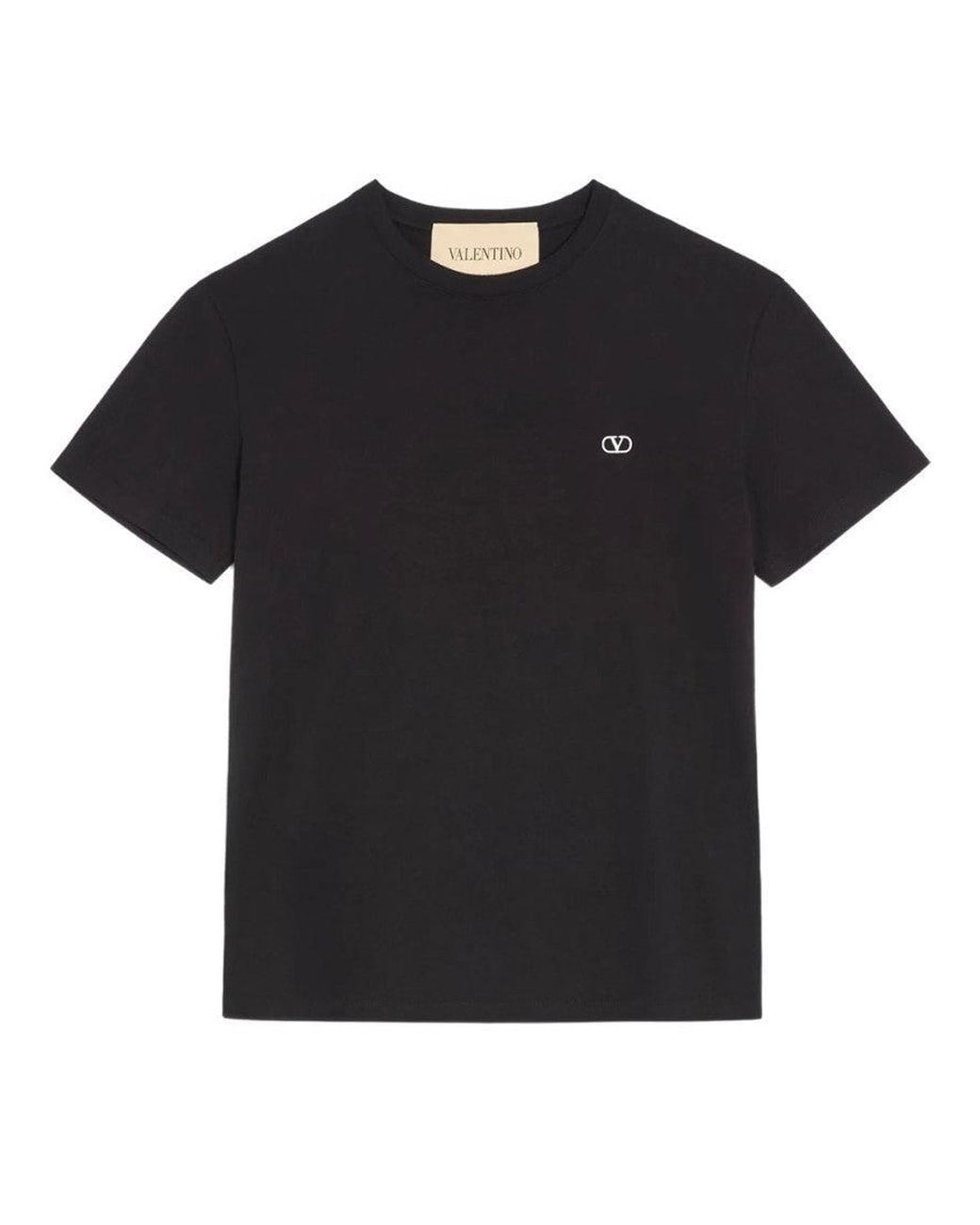 Valentino Black Crew Neck T-Shirts for men
