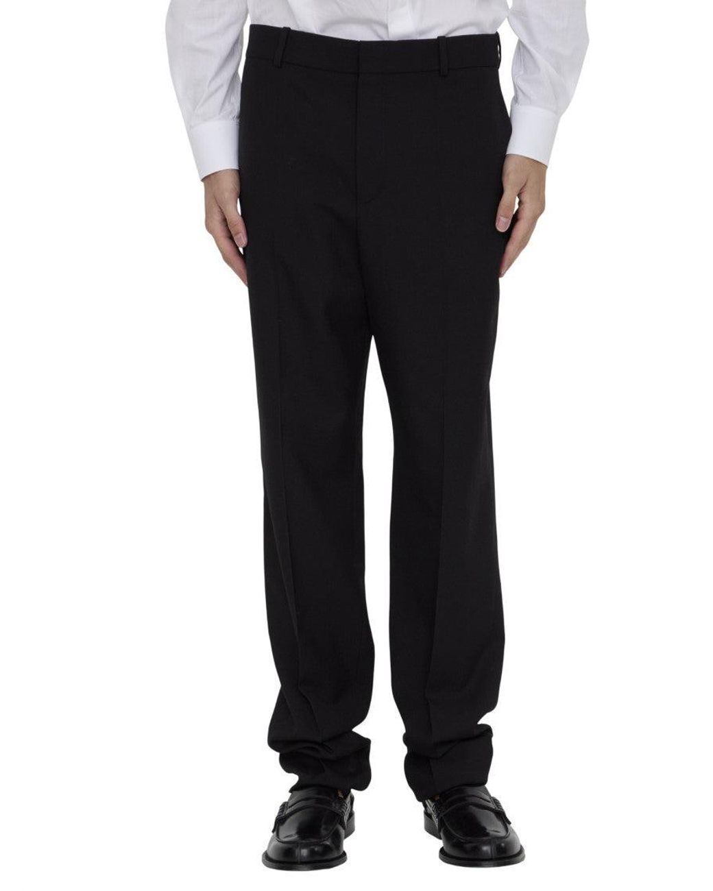 Saint Laurent Black Flat Front Trousers for men