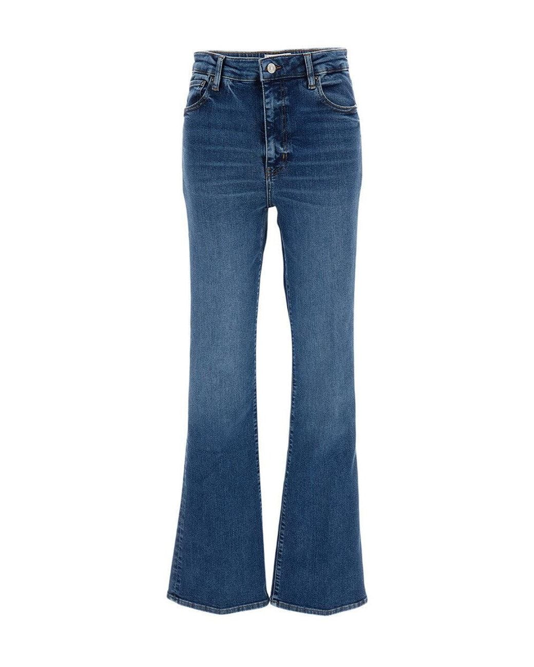 FRAME Blue Flared High Rise Jeans