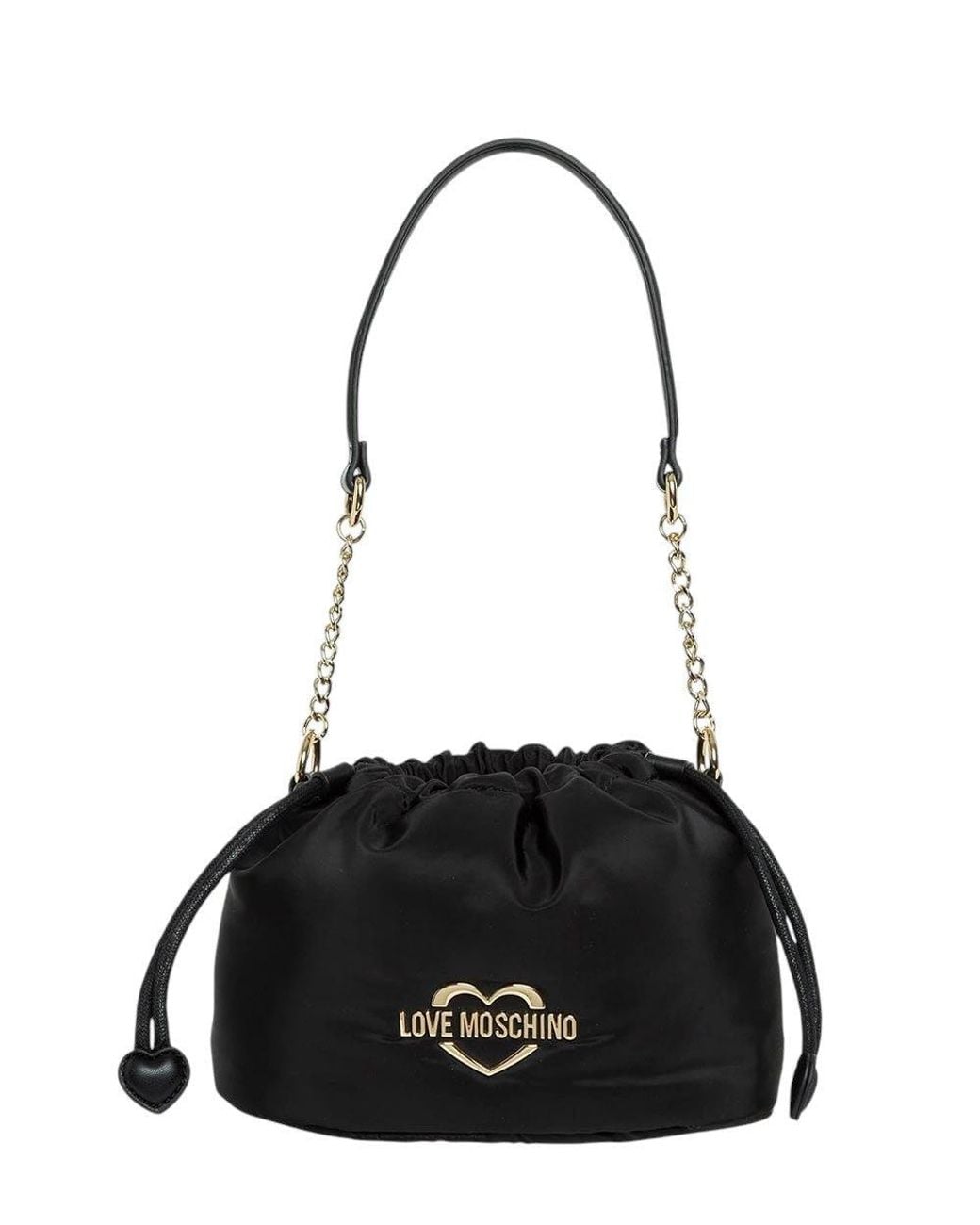 Love Moschino Black Logo Plaque Mini Bucket Bag