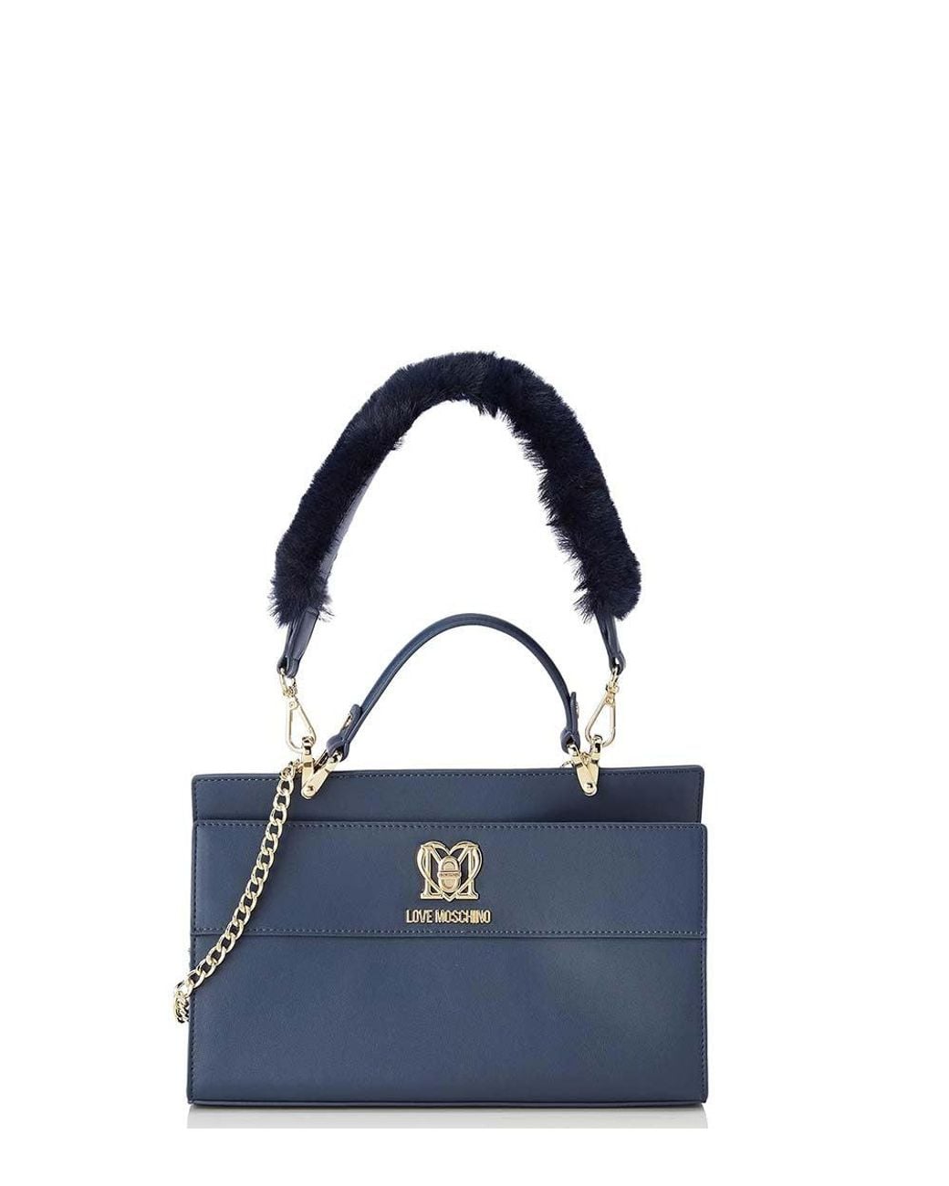 Love Moschino Blue Logo Plaque Small Satchel