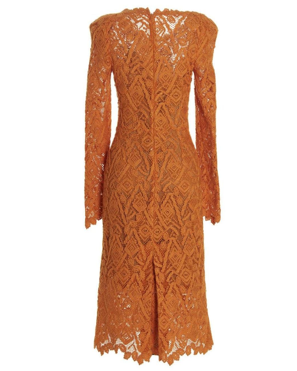 Ermanno Scervino Orange Macram Lace Dress