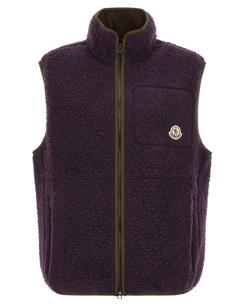 Moncler Blue Textured Logo Vest for men