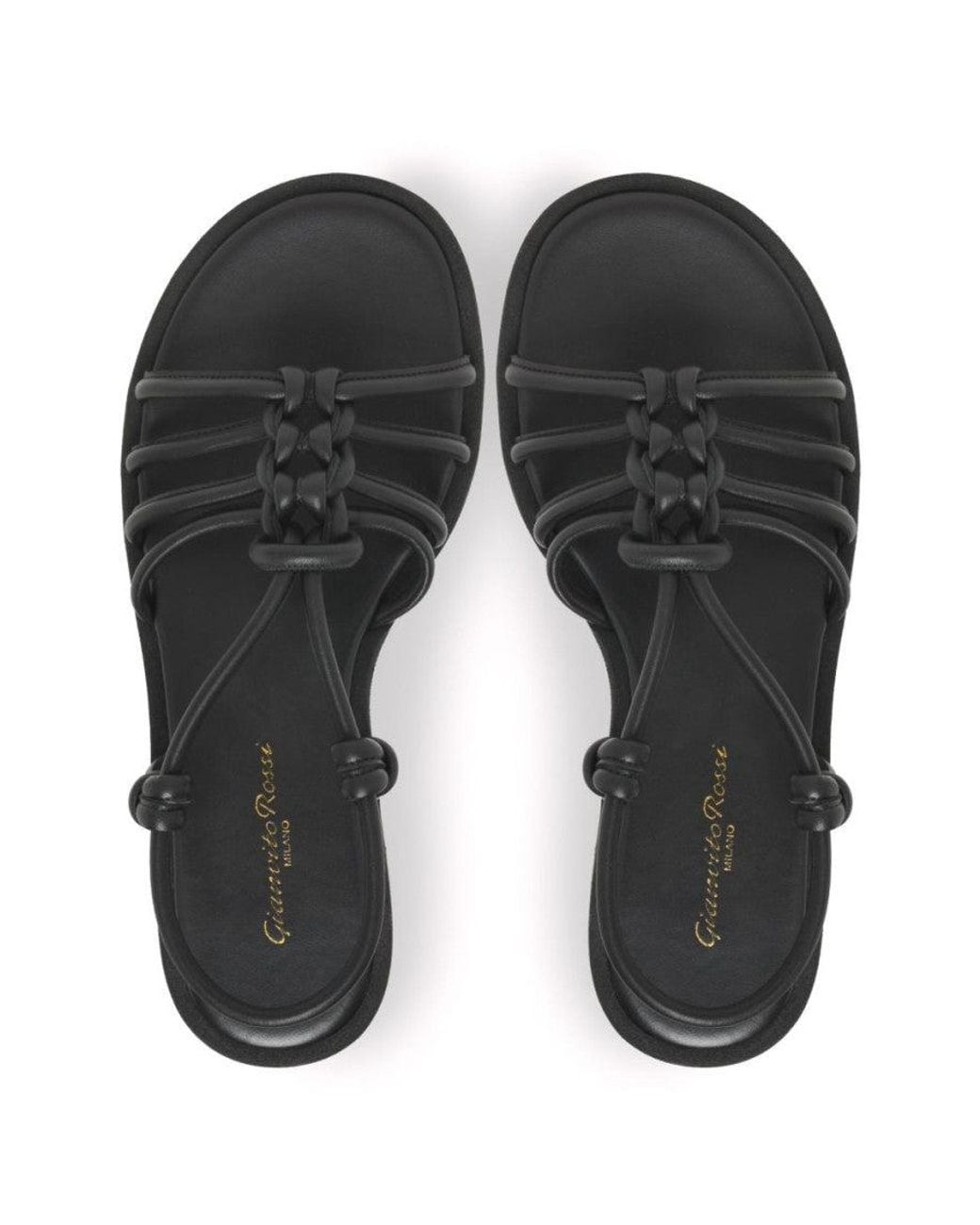 Gianvito Rossi Black Knotted Leather Sandals