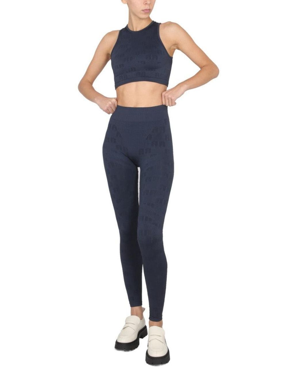 ROTATE BIRGER CHRISTENSEN Blue Logo Round Neck Top