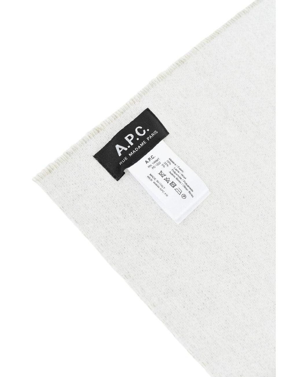 A.P.C. White Logo Scarf