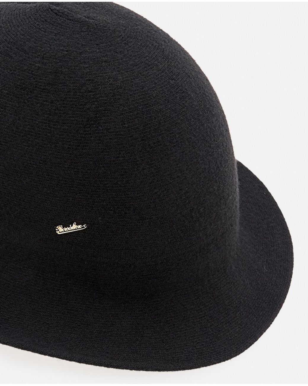 Borsalino Blue Logo Solid Cloche Hat