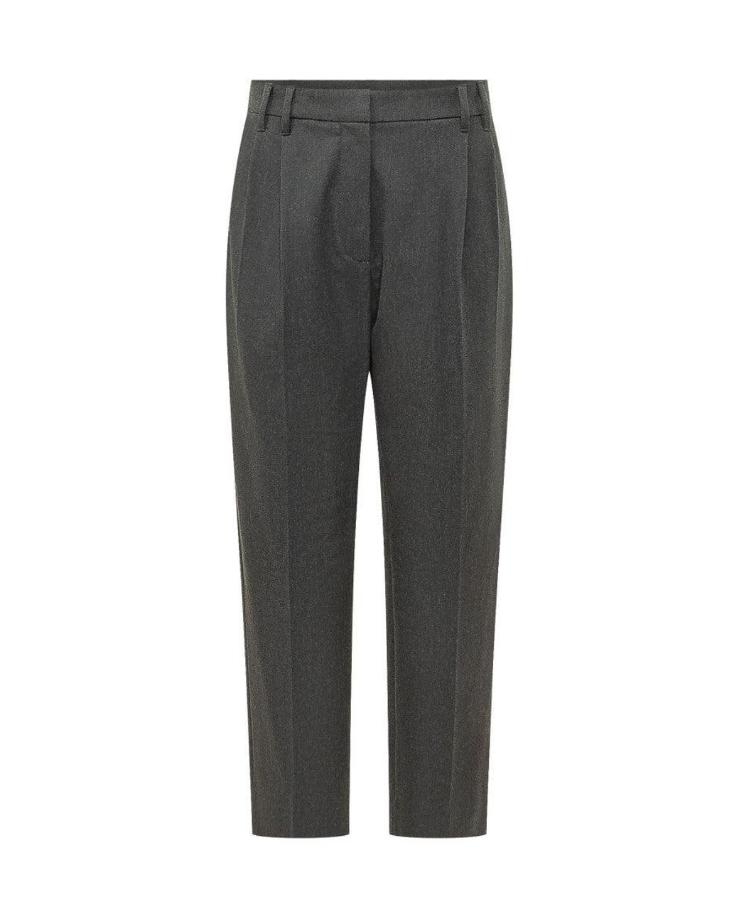 Brunello Cucinelli Gray Tailored Flat Front Pants