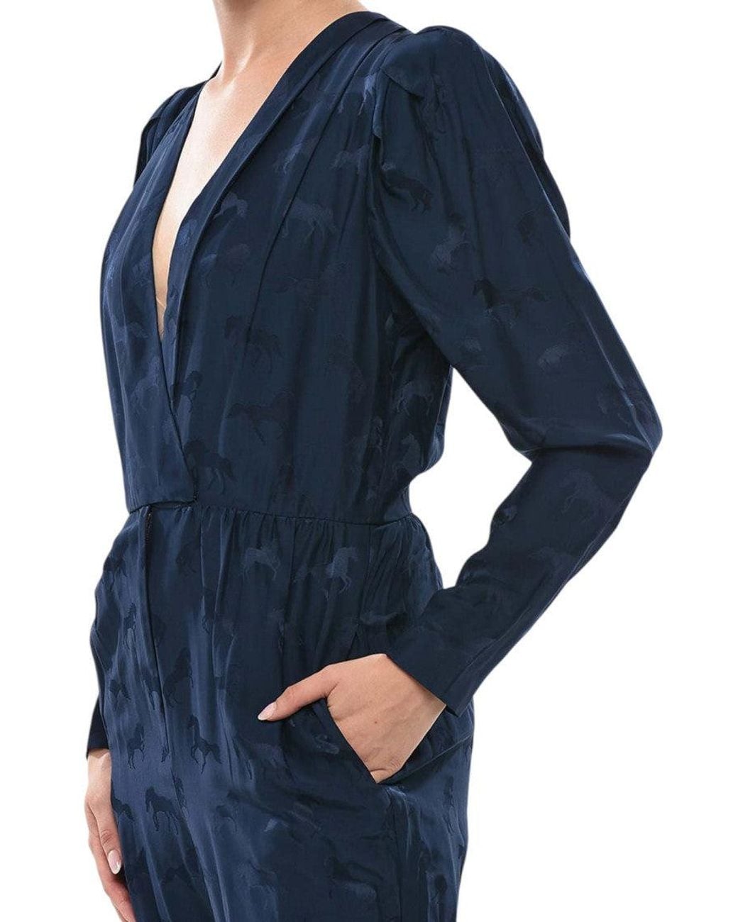 Stella McCartney Blue Jacquard V Neck Jumpsuit