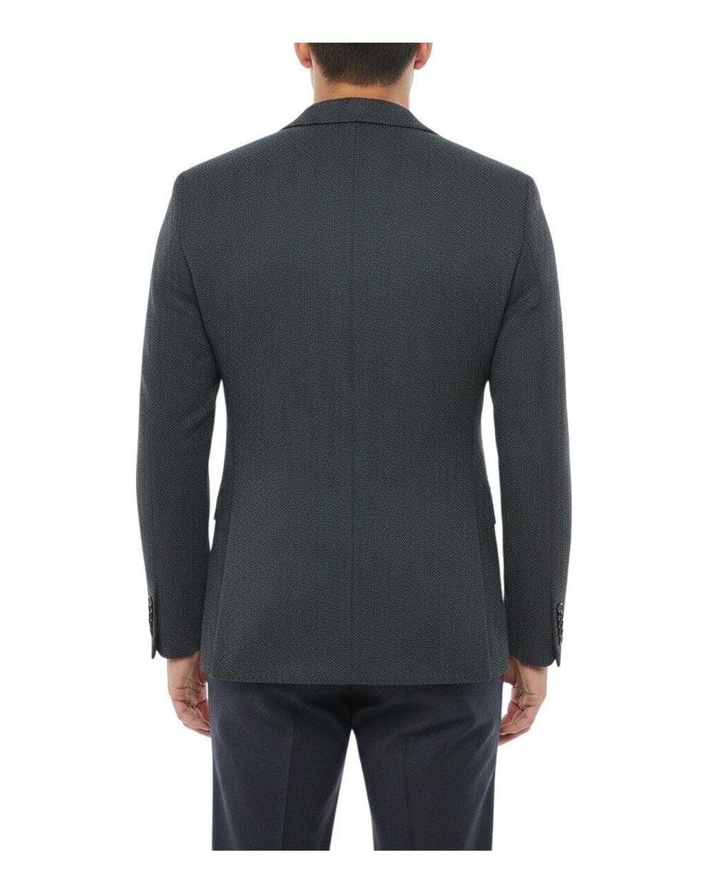 Corneliani Black Notched Lapel Blazer for men