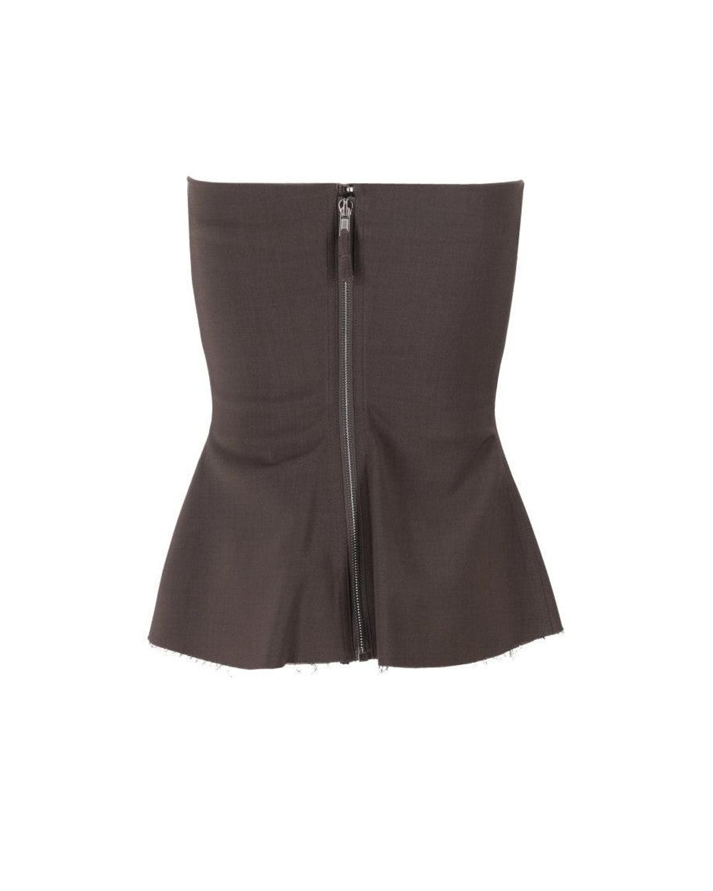 Rick Owens Brown Strapless Panelled Design Top