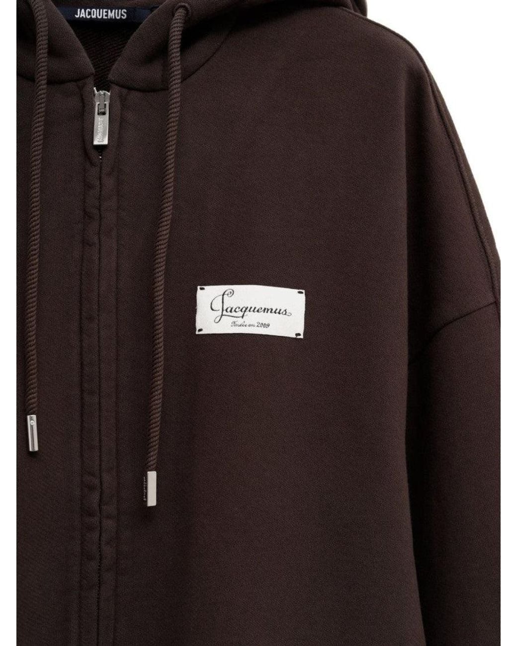 Jacquemus Brown Dark Zip Up Hoodie for men
