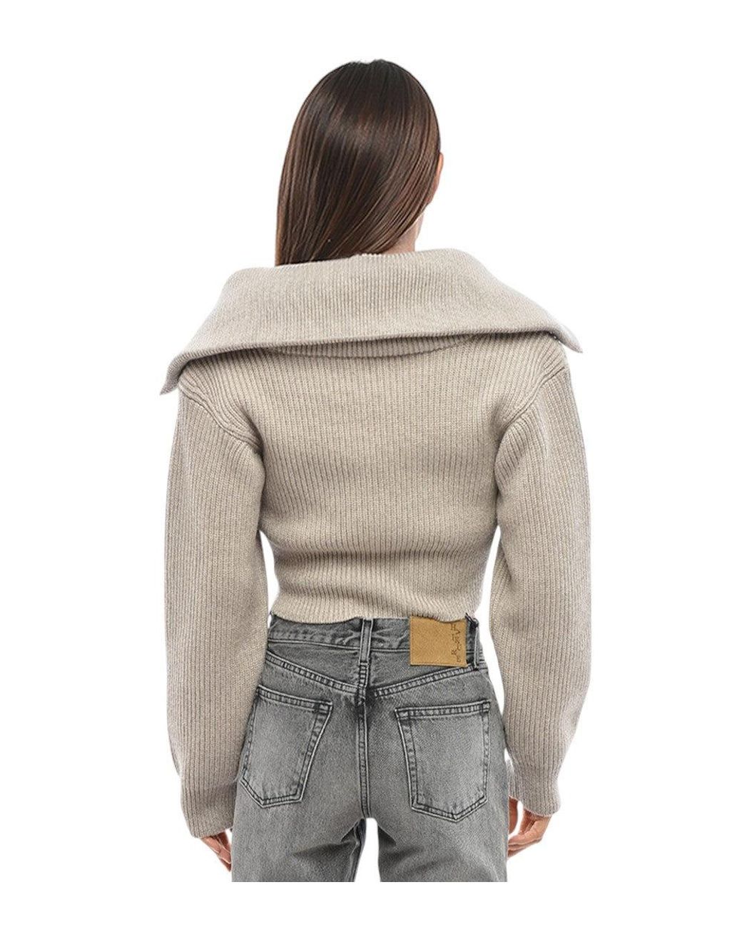 Jacquemus Gray Knitted Turtle Neck Sweater