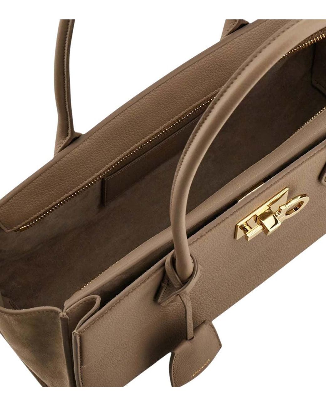 Ferragamo Brown Taupe Studio Medium Shoulder Bag