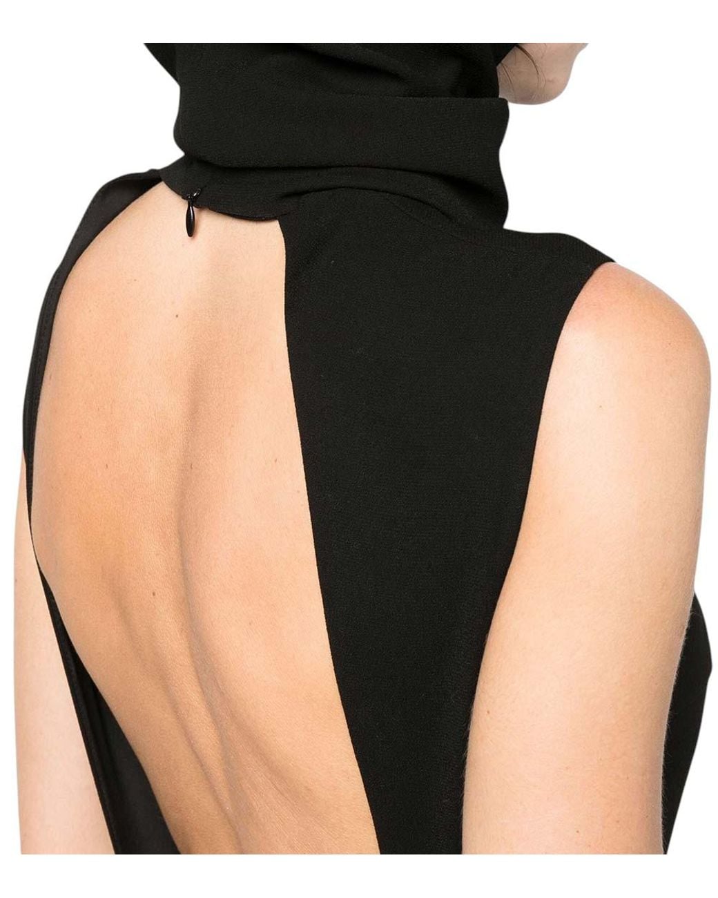 Monot Black Solid Hood Full Length Dress