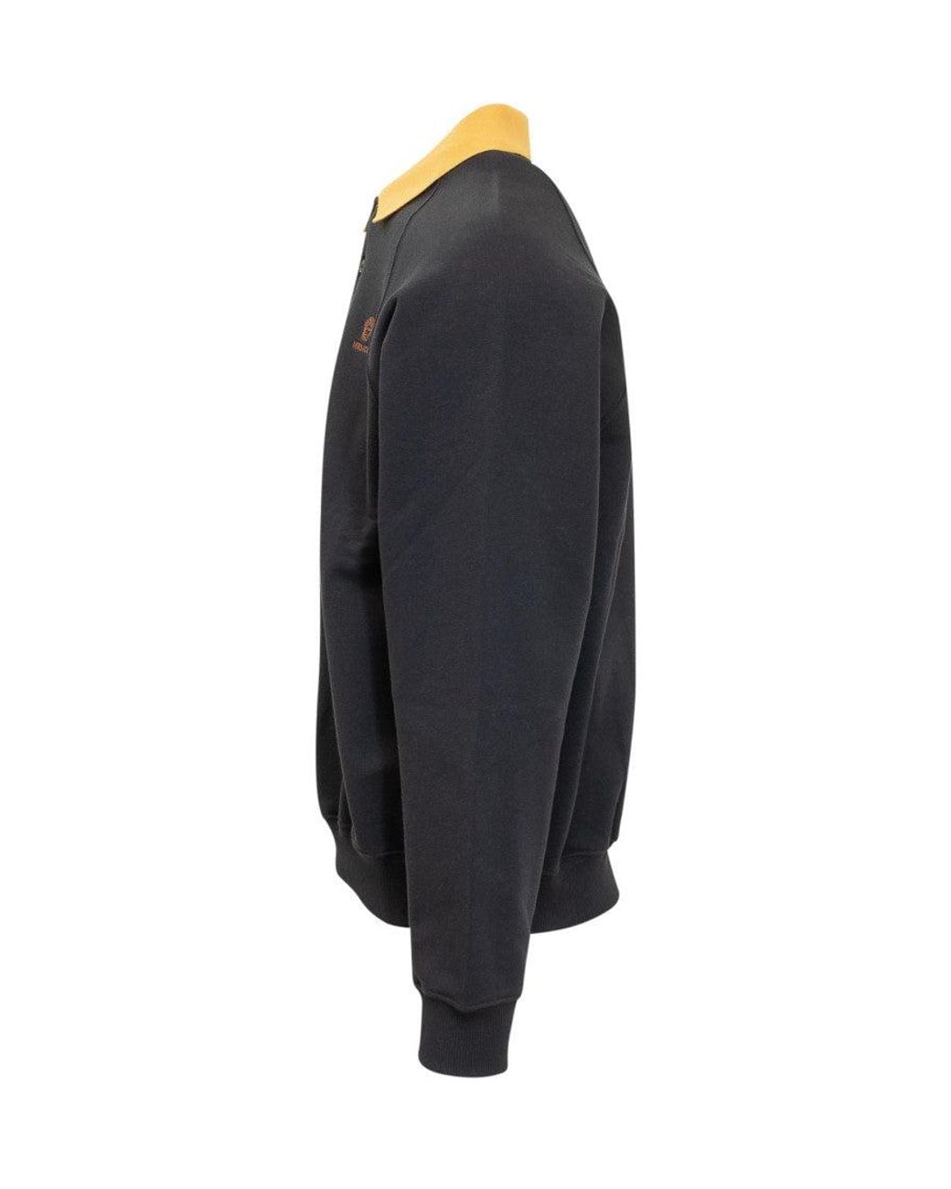 Versace Blue Solid Shirt Collar Sweatshirt for men
