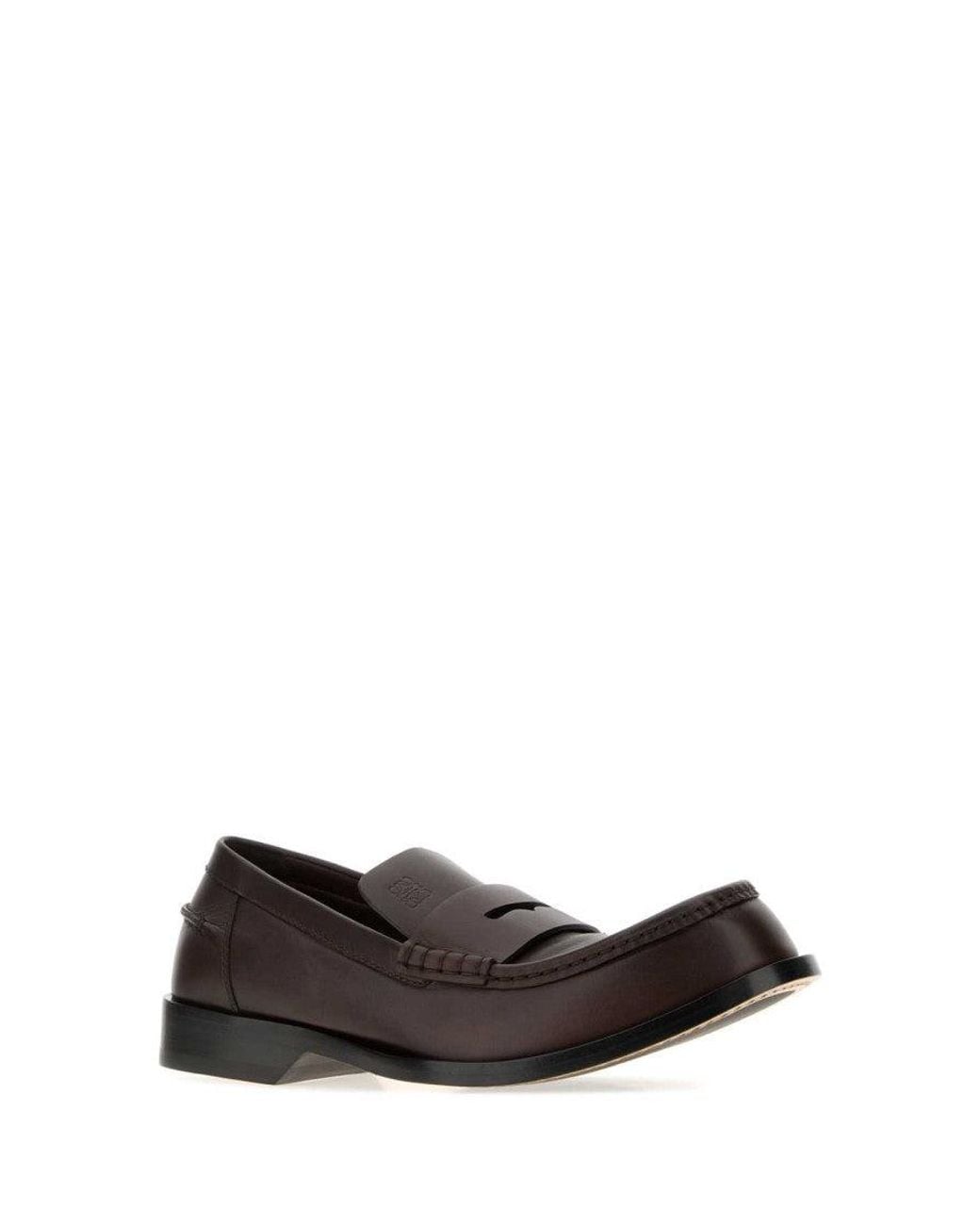 Loewe Black Dark Leather Loafers for men