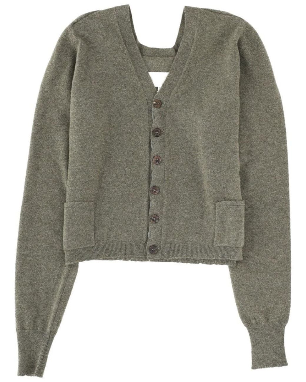 Maison Margiela Green Solid V Neck Sweater