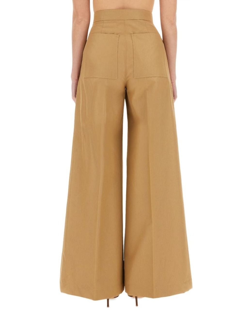 Max Mara Natural Flared Pleated Pants