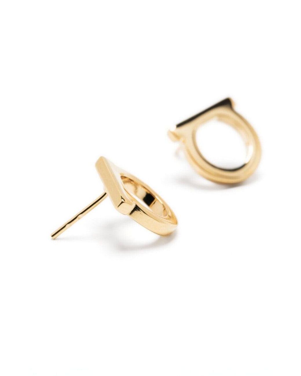 Ferragamo Metallic Golden Gancini Earrings