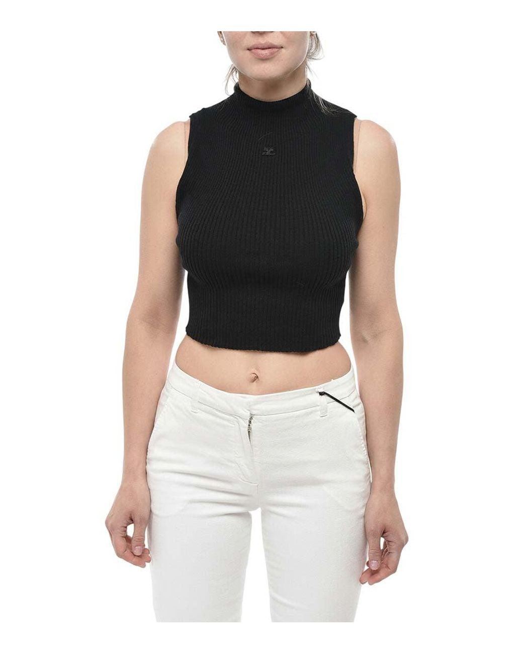 Courreges Black Turtle Neck Top