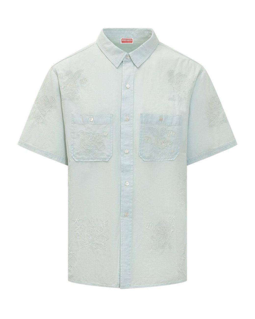 KENZO Blue Embroidered Shirt for men