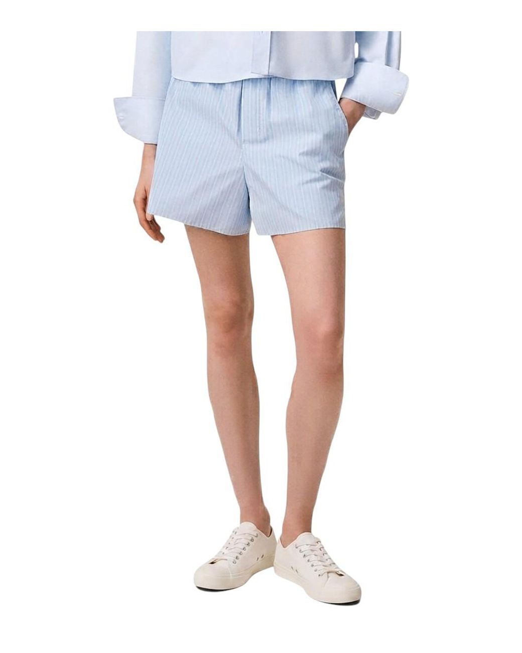 AMI Blue Stripes Shorts