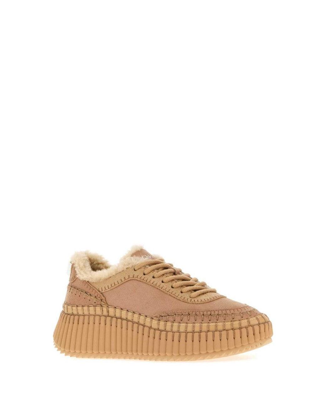 Chloé Brown Textured Nama Sneakers