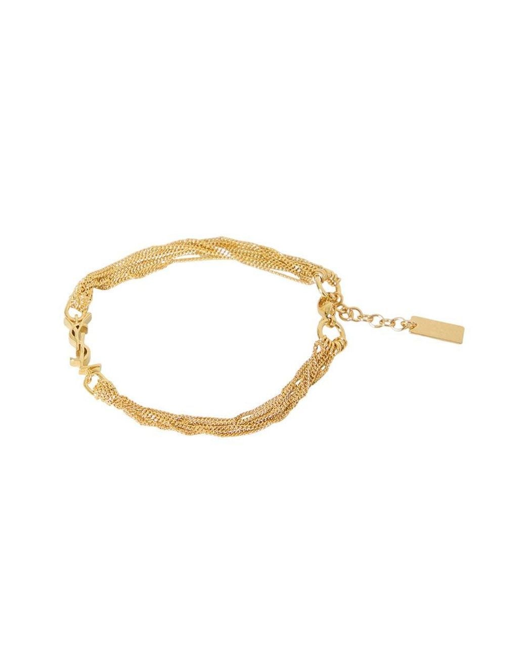 Saint Laurent Metallic Cassandre Chain Bracelet