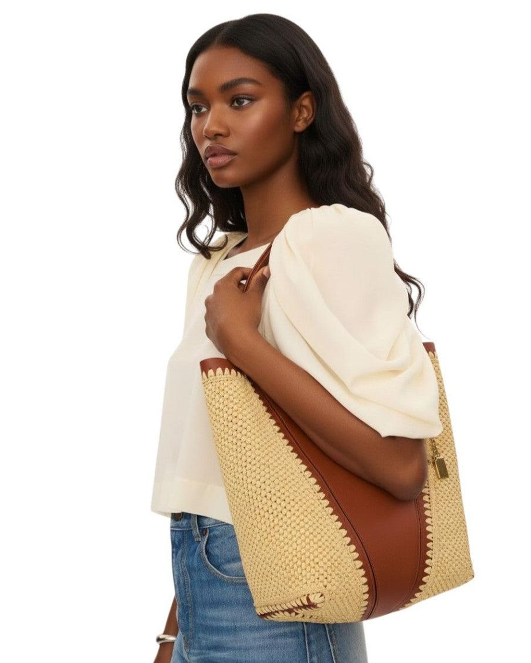 Chloé Brown Natural Spin Medium Tote