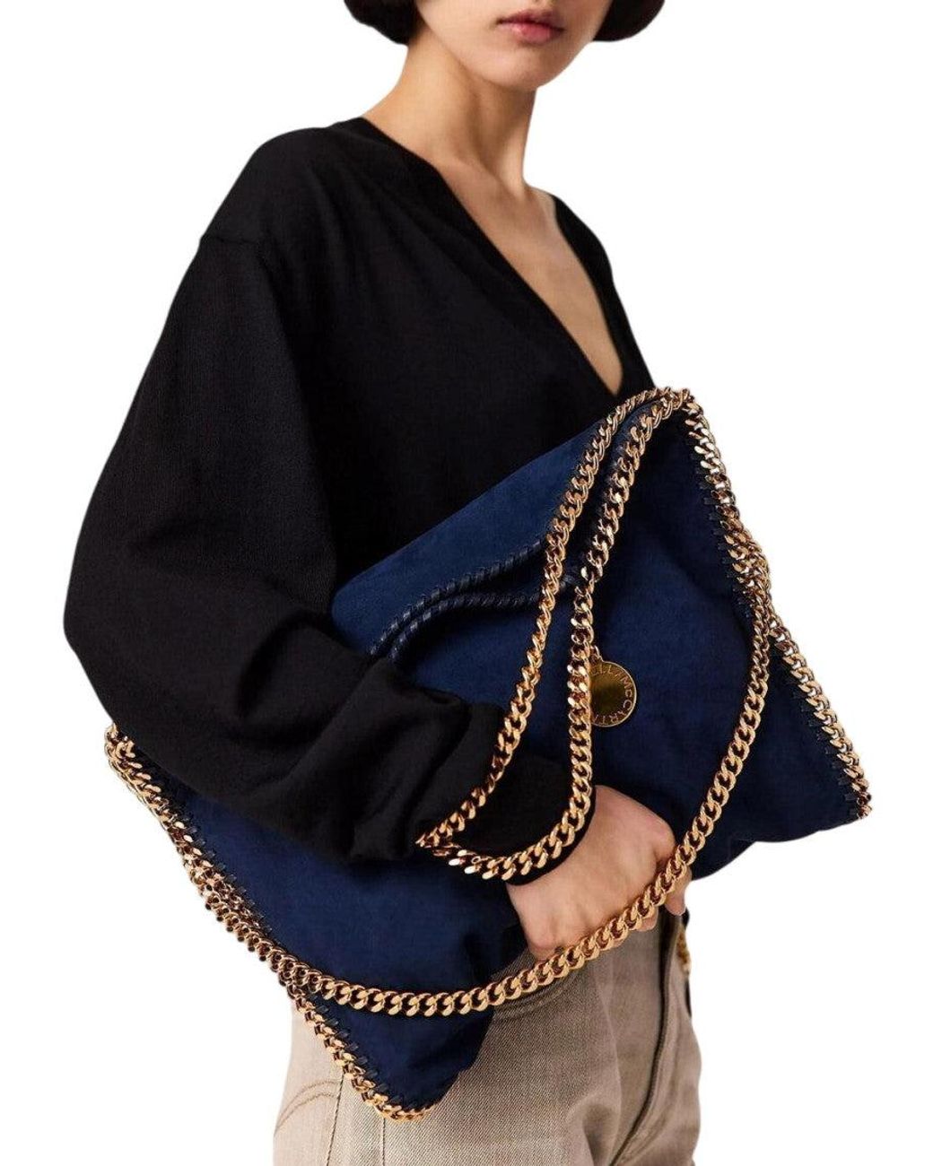 Stella McCartney Blue Falabella Fold-Over Large Tote