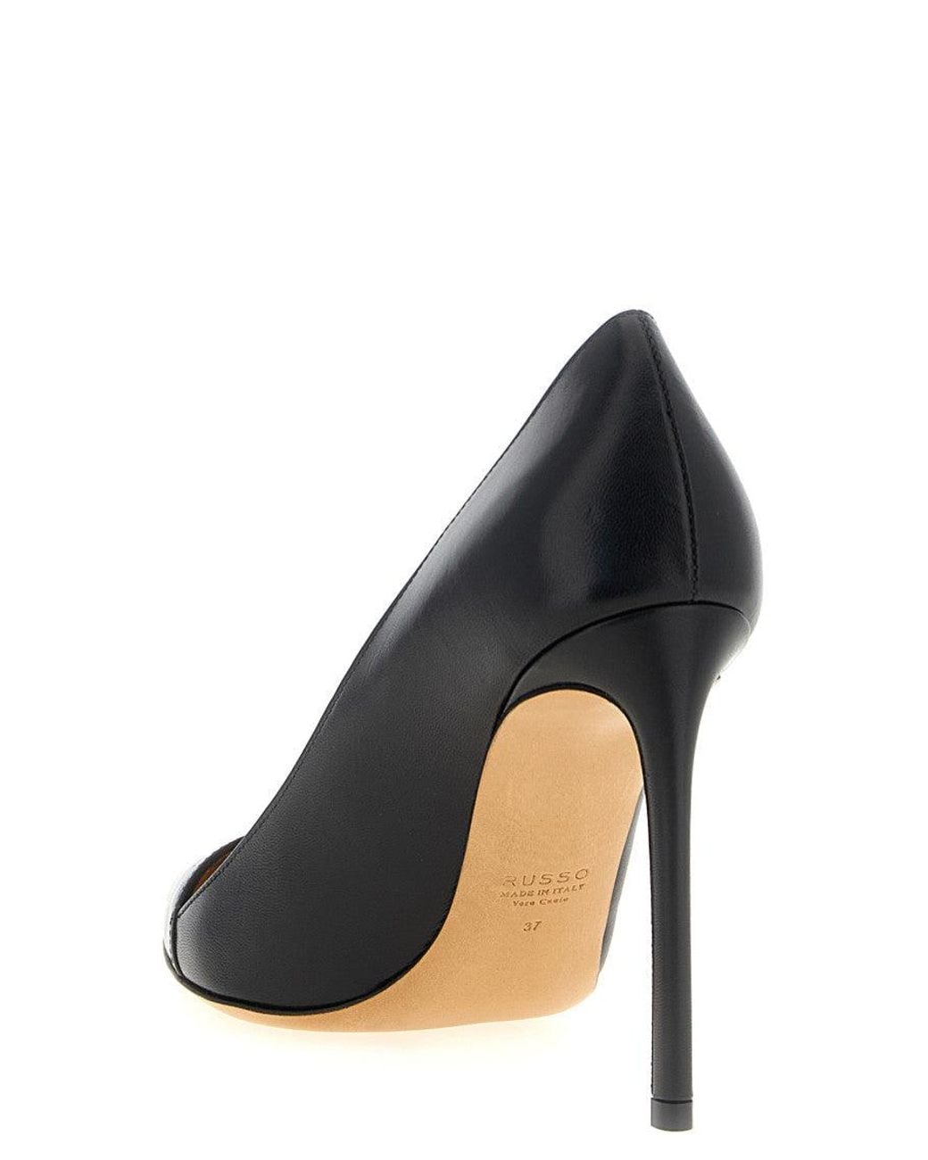 Francesco Russo Black Pointed Toe Pumps