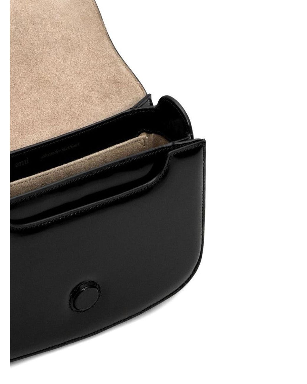 AMI Black Logo Shoulder Bag