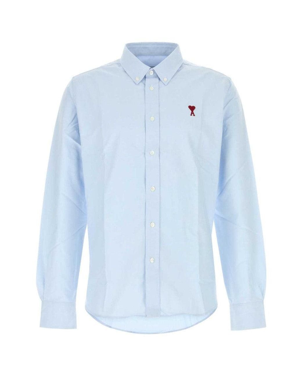 AMI Blue Light Embroidered Logo Shirt for men