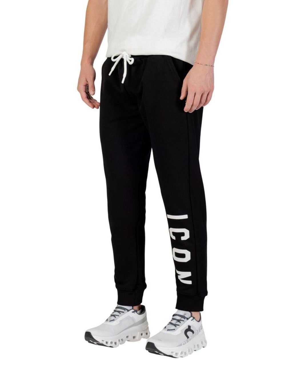 ICON DENIM Black Drawstring Joggers for men