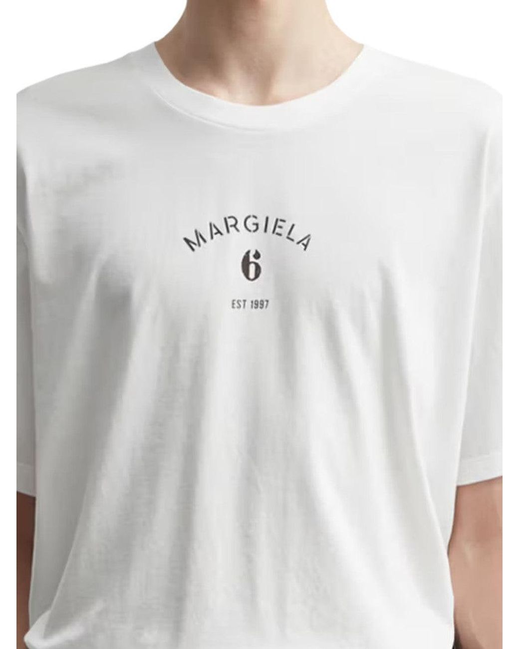 MM6 by Maison Margiela White Logo T-Shirt for men