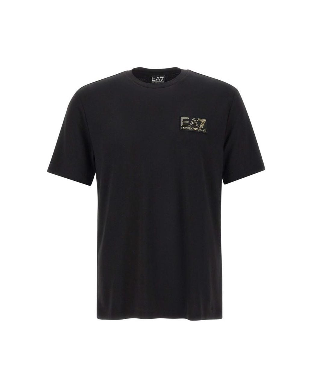 EA7 Black Regular Logo T-Shirt for men