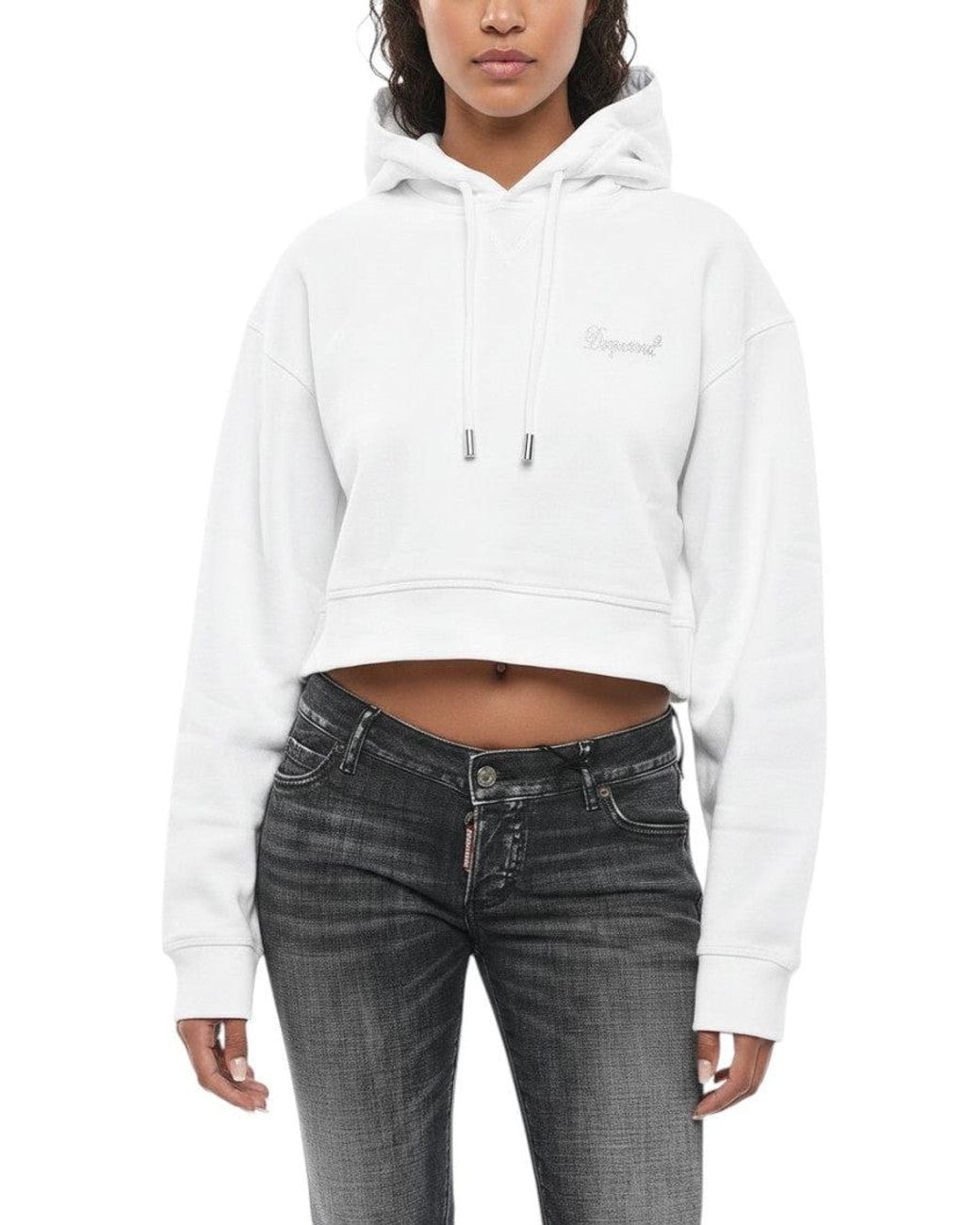 DSquared² White Logo Hood Sweatshirt