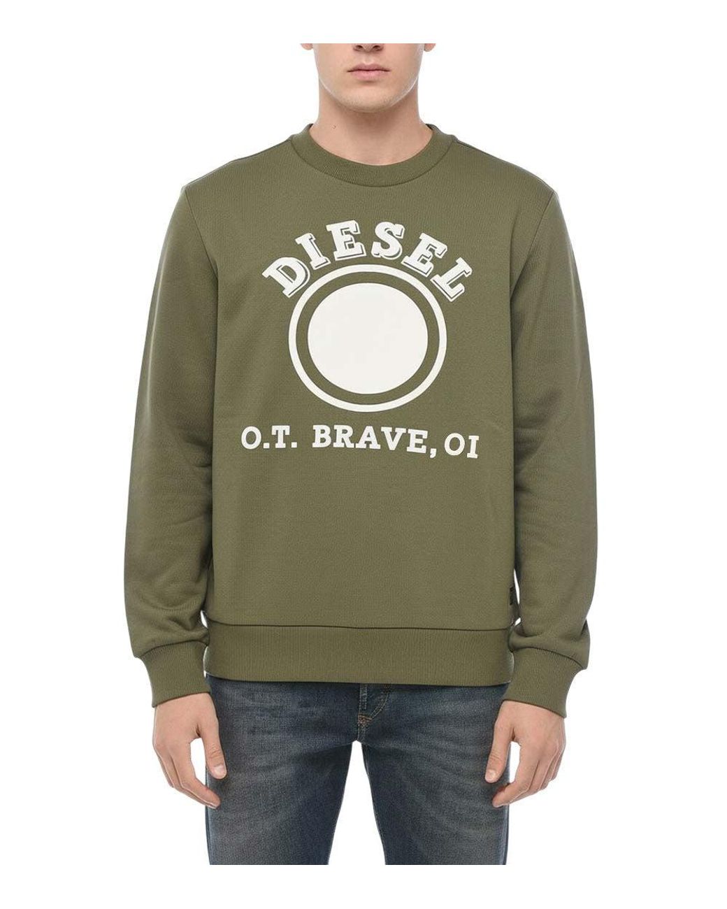DIESEL Green Crew Neck Sweatshirt for men