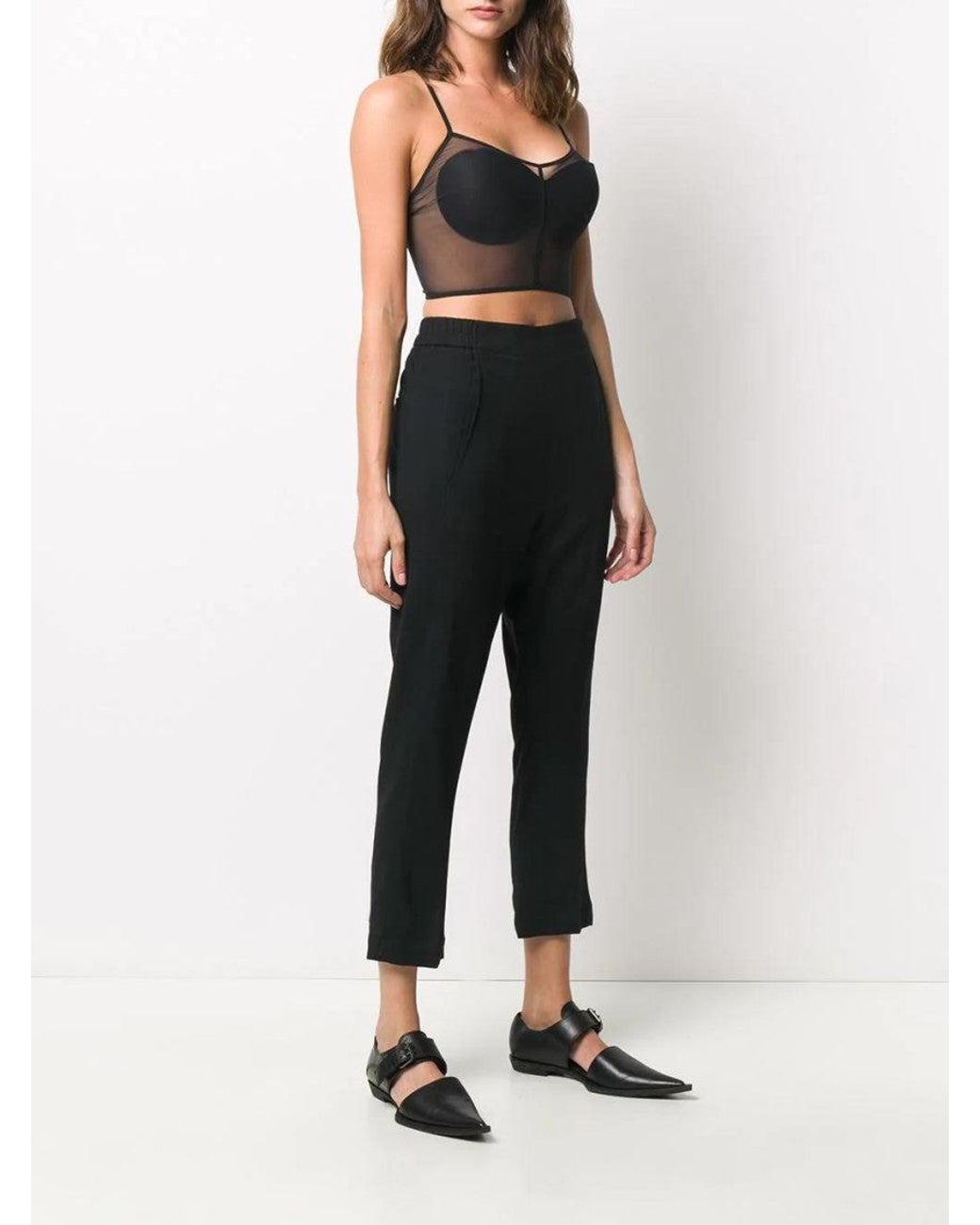 Ann Demeulemeester Black Cropped Straight Trousers