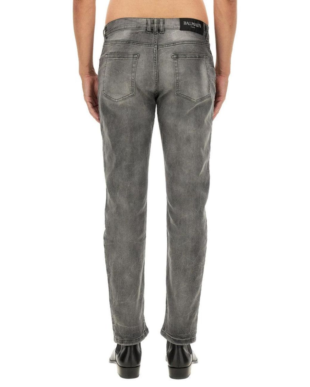 Balmain Gray Mid Rise Jeans for men