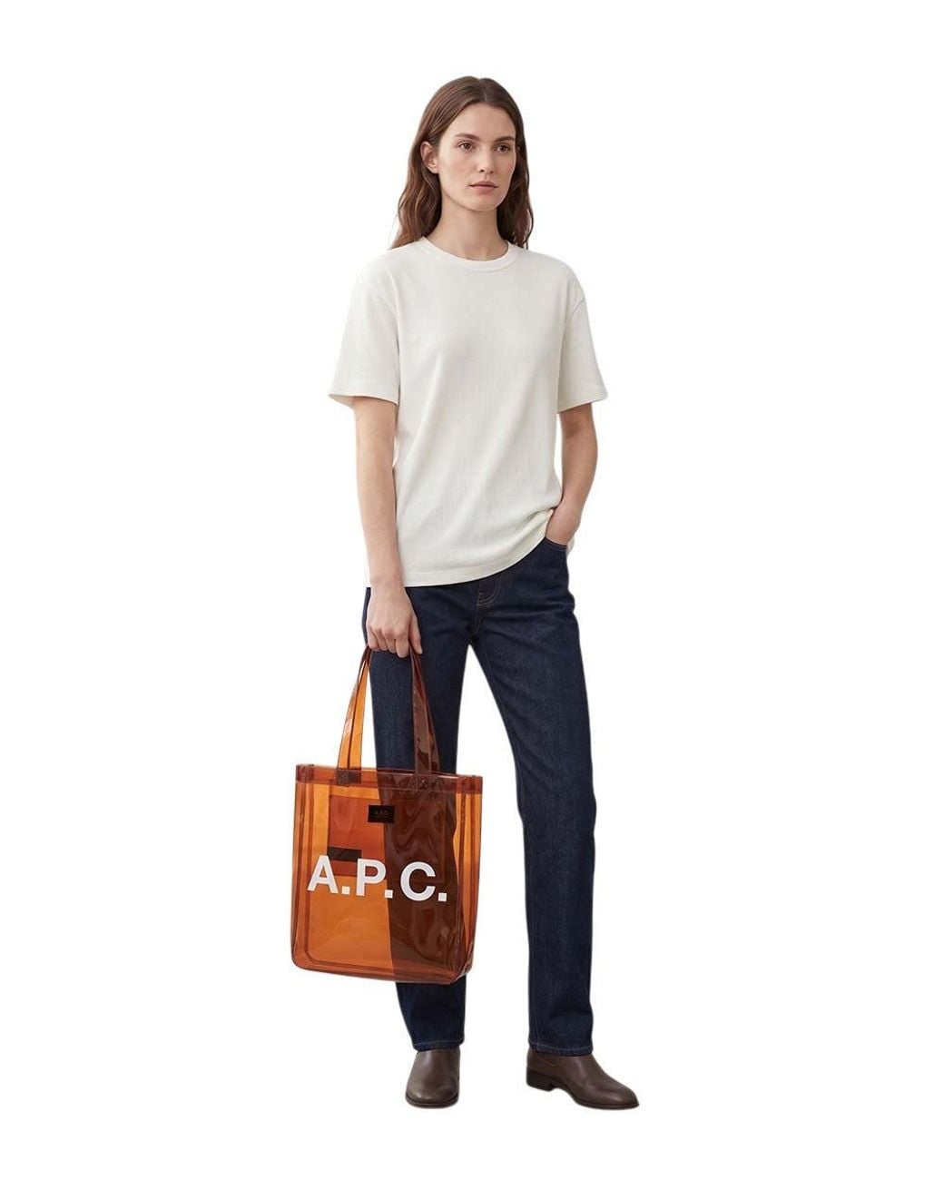 A.P.C. Brown Logo Large Tote