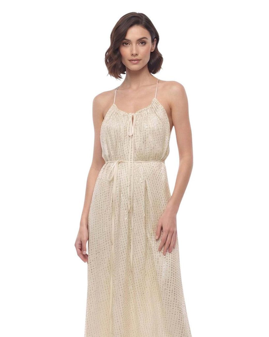 Stella McCartney Natural Textured Scoop Neck Midi Dress