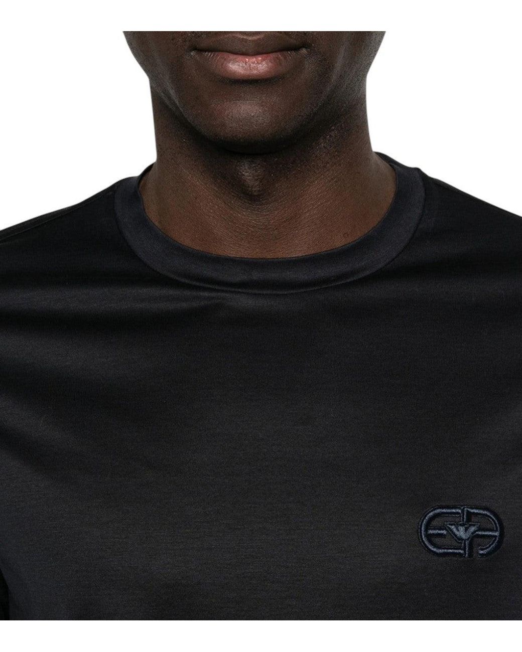 Emporio Armani Black Regular Logo T-Shirt for men
