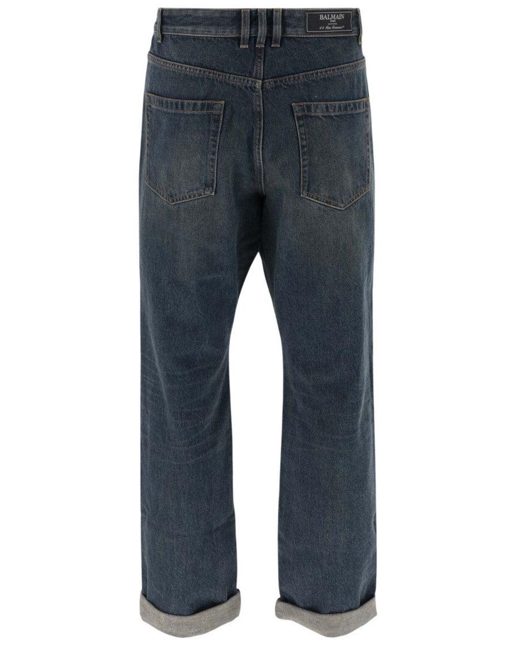 Balmain Blue Mid Rise Jeans for men